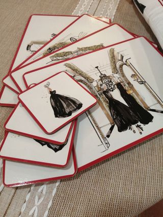 Conjunto cojín y manteles individuales (leer descr