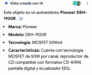 Radio Coche Pioneer DEH-1920R MOSFET 50Wx4