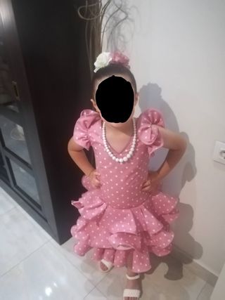 Vestido de Gitana Rosa con Lunares