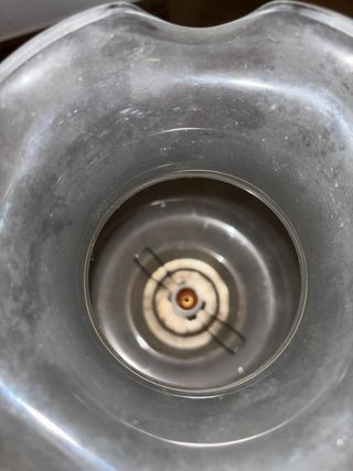 Lámpara de mesa retro cristal y metal