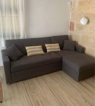 Sofá Cama Chaise Longue Gris