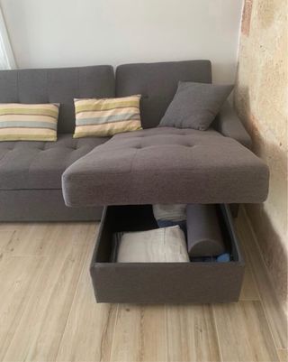Sofá Cama Chaise Longue Gris