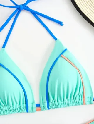 Bikini naranja y turquesa talla única