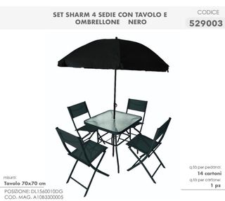 Set Tavolo 4 Sedie Ombrellone Sharm