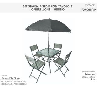Set Tavolo 4 Sedie Ombrellone Sharm