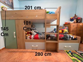 Litera con armario y cómoda