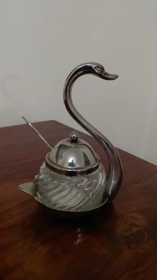 Zuccheriera Cigno Vetro e Metallo