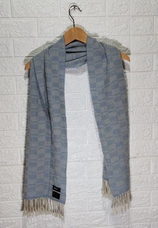 Sciarpa Hugo Boss Lana Azzurra Herringbone