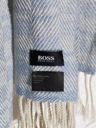 Sciarpa Hugo Boss Lana Azzurra Herringbone