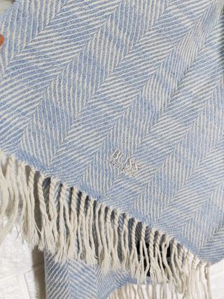 Sciarpa Hugo Boss Lana Azzurra Herringbone