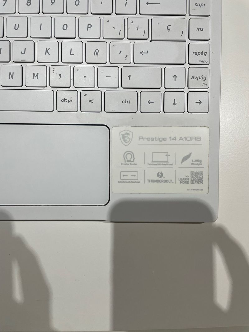 Portátil MSI Prestige 14 A10RB Blanco afbeelding 4