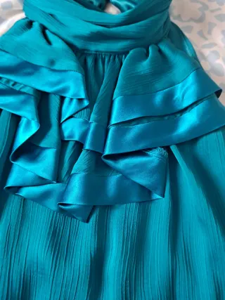 Vestido fiesta color azul verdoso