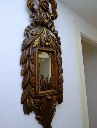 Espejo Resina Adorno Dorado