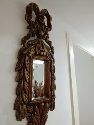 Espejo Resina Adorno Dorado