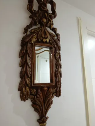 Espejo Resina Adorno Dorado