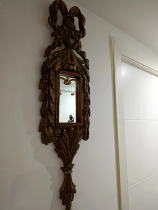 Espejo Resina Adorno Dorado