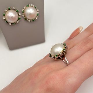 Conjunto oro 18kt con perlas diamantes esmeraldas