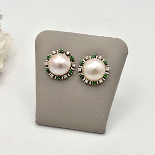 Conjunto oro 18kt con perlas diamantes esmeraldas