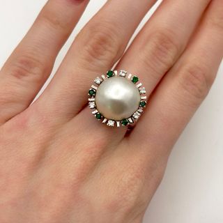 Conjunto oro 18kt con perlas diamantes esmeraldas