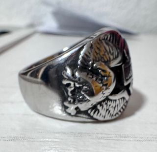 Anillo Harley Davidson Alas Plata Negro