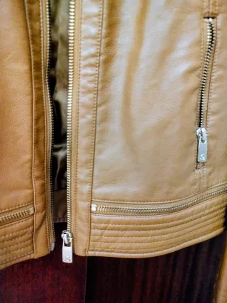 Cazadora Piel Sintética Marrón