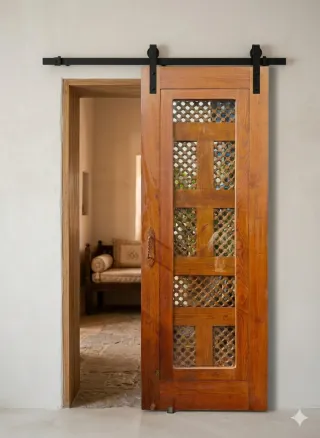 Puerta Marroquí con Celosía y Contraventana