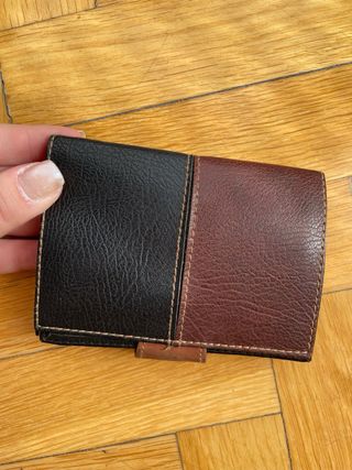 Cartera Piel Vintage Negra y Marrón