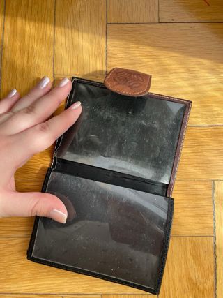 Cartera Piel Vintage Negra y Marrón