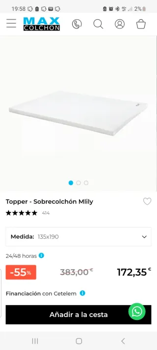 Topper Sobrecolchón Mlily 135x190