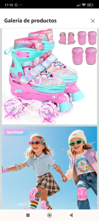 Patines 4 Ruedas Niña Luces Nuevos + protecciones