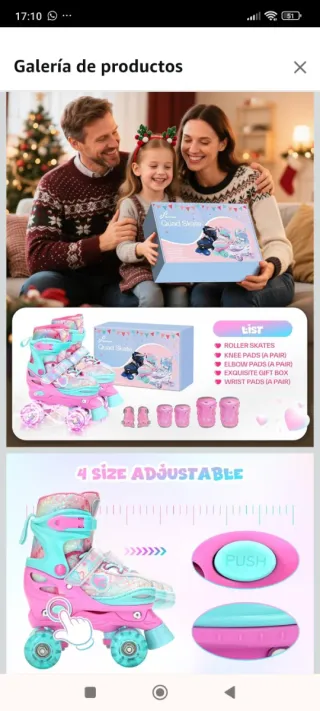 Patines 4 Ruedas Niña Luces Nuevos + protecciones