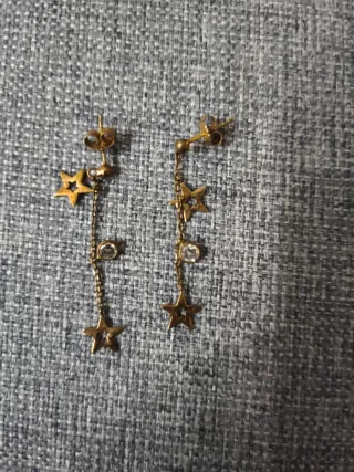 Pendientes largos acero inoxidable estrellas.Nuevo