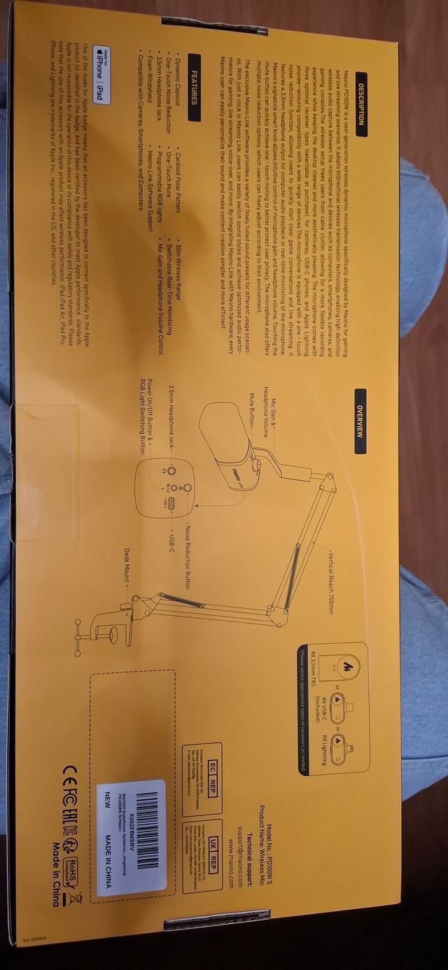 Microfono Gaming Wireless Maono PD100W