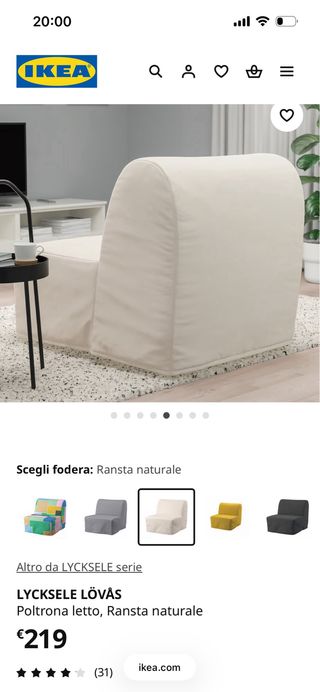 Poltrona letto IKEA LYCKSELE LÖVÅS bianca