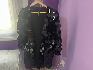 Abrigo lentejuelas negro ELLI WHITE talla única