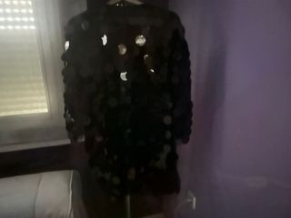 Abrigo lentejuelas negro ELLI WHITE talla única