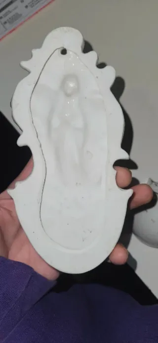 Coppia Acquasantiera Ceramica Angelo rifinito