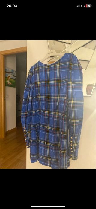 Vestido Mangata cuadros azul