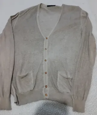 Cardigan Cotone Beige/Grigio Tg 54it XL