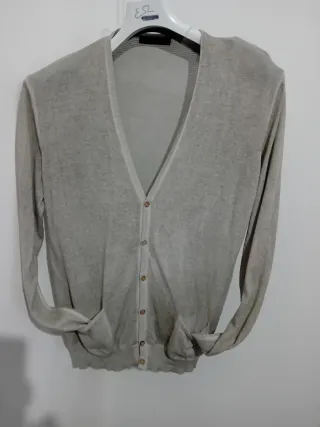 Cardigan Cotone Beige/Grigio Tg 54it XL