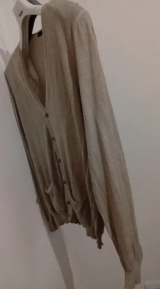 Cardigan Cotone Beige/Grigio Tg 54it XL