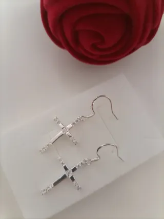 Pendientes Cruz Plata Ley 925