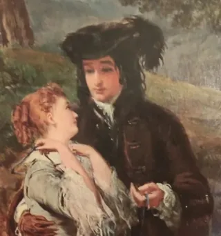 Cuadro romántico con marco de madera