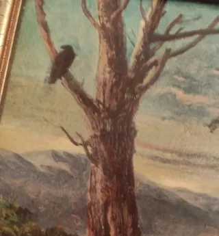 Cuadro romántico con marco de madera