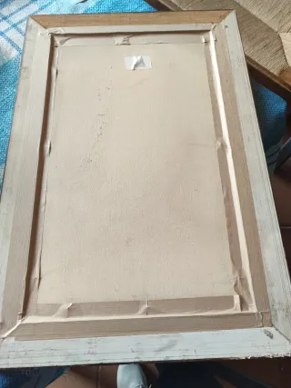 Cuadro romántico con marco de madera