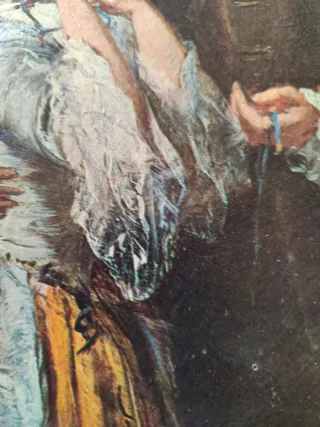 Cuadro romántico con marco de madera