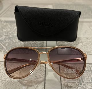 Gafas Guess Aviador Marrón y Dorado