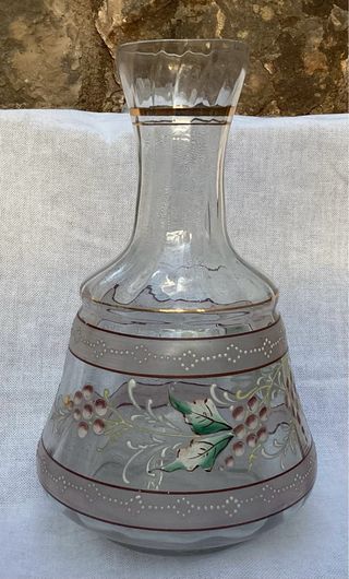 Licorera Antigua Cristal Pintada a  Mano