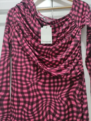 Vestido largo Desigual estampado cuadros