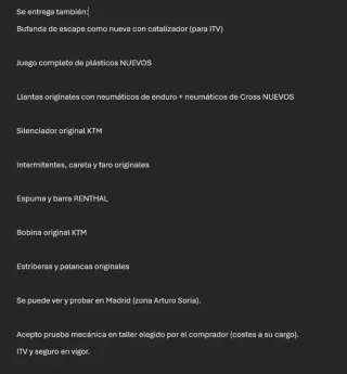 KTM EXC 250 2T SUPERMOTARD HOMOLOGADA –ITV 07/2027